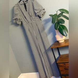 Black & White Gingham Wide Leg Jumpsuit | Tall Friendly | Pockets | NWT - Medium